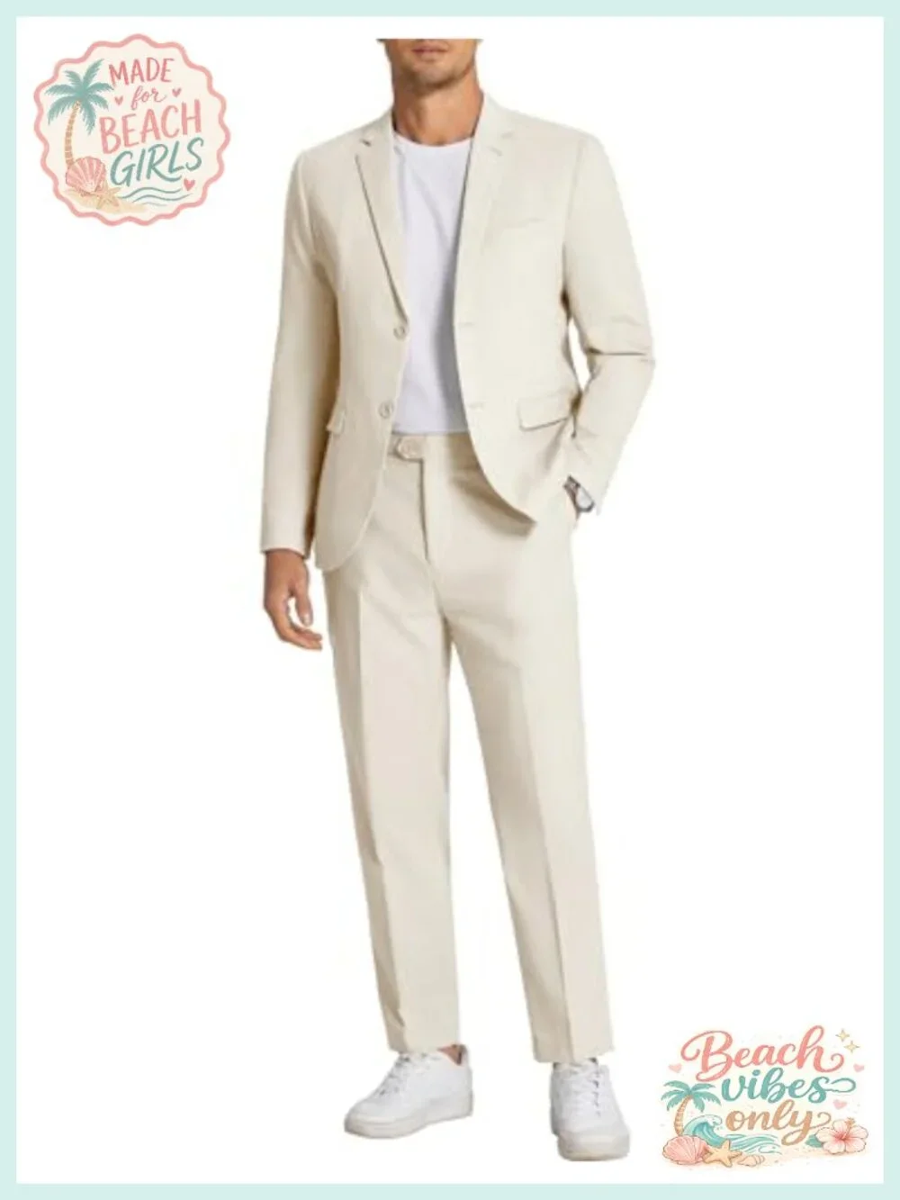 Men's 2 Piece Linen Suits Set Regular Fit Lightweight Summer Beach Wedding